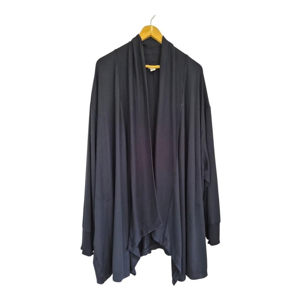 Athleta Pranayama Restore Rib Wrap 3X Dark Navy Blue Tencel Modal Cardigan Soft - Picture 2 of 10